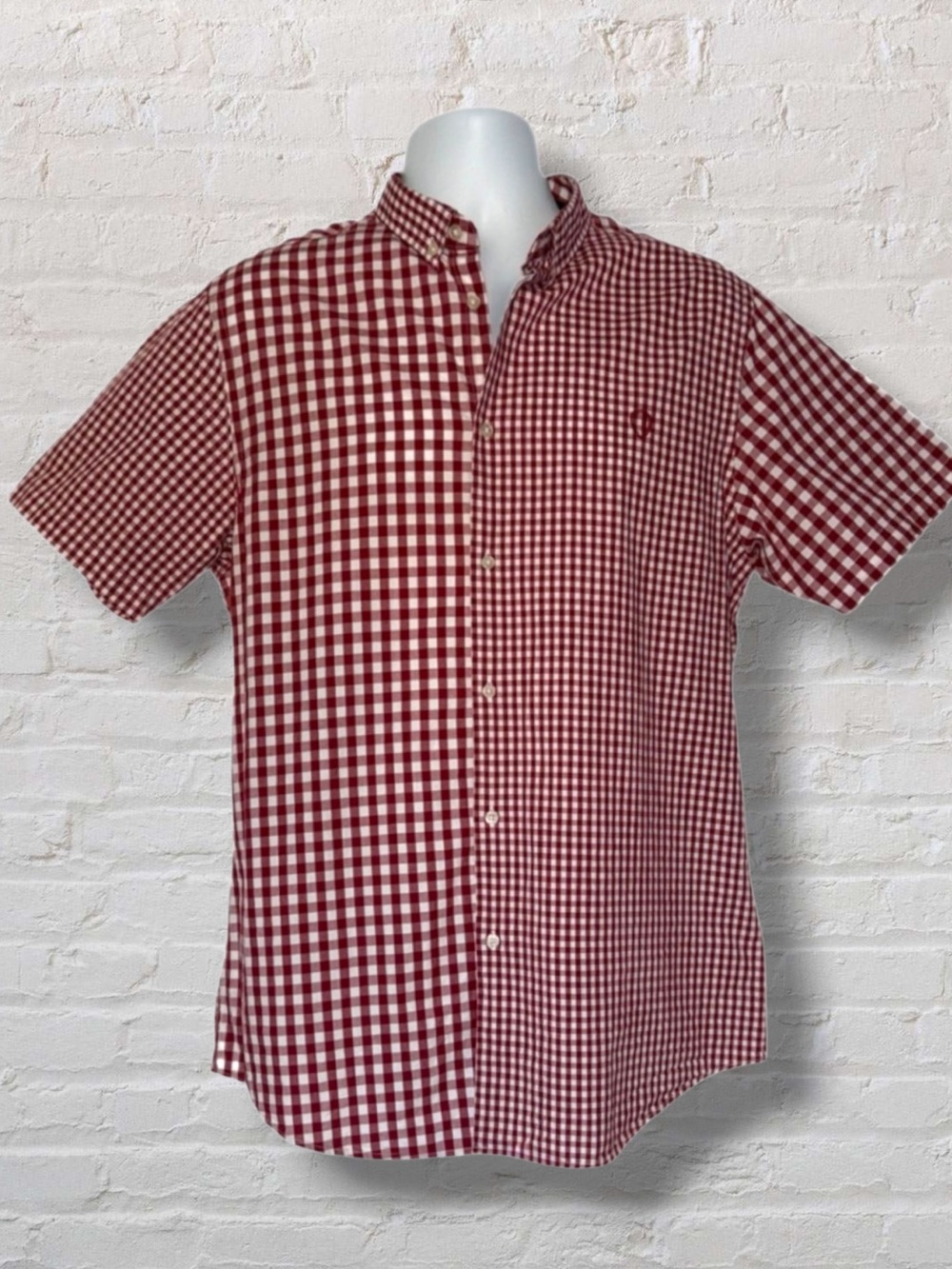 Ben Sherman Short Sleeve Button-Down Shirt Men’s XL Red White Gingham Cotton